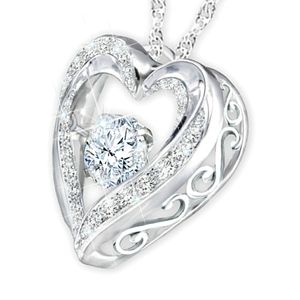 Bradford Topaz Motion Silver Heart Necklace